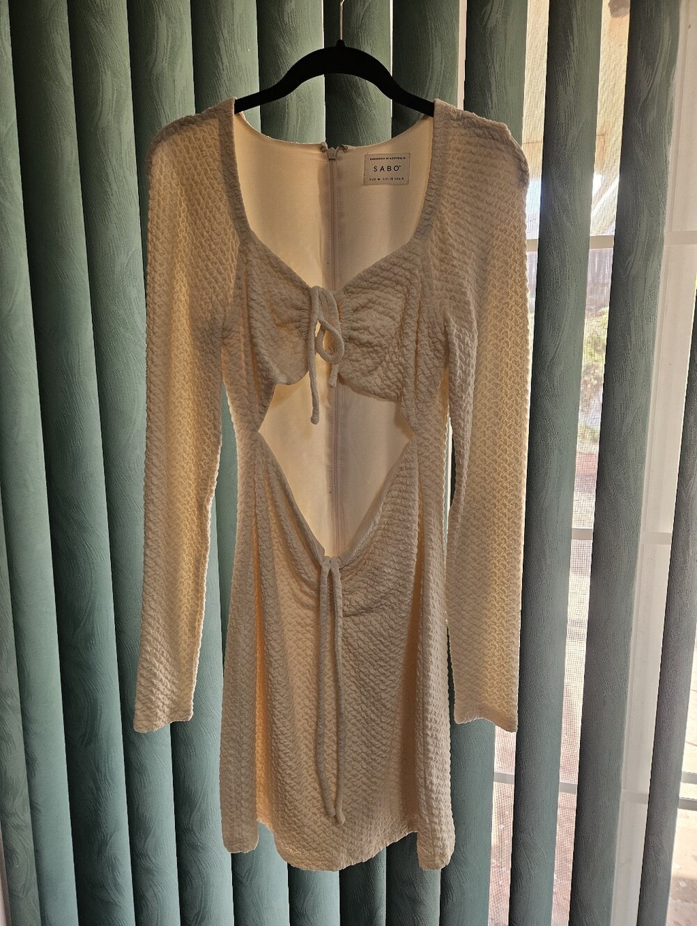 SABO Cream Knit Cutout Mini Dress